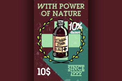 Color vintage medical plants herbs banner
