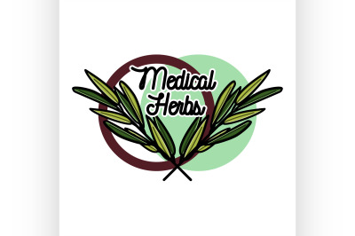 Color vintage medical plants herbs emblem