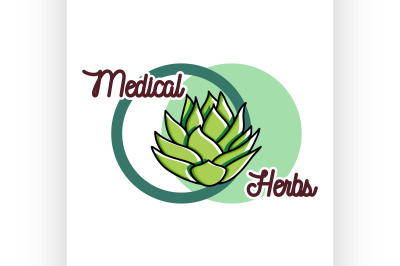 Color vintage medical plants herbs emblem