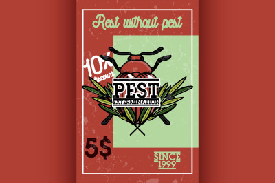 Color vintage pest extermination banner