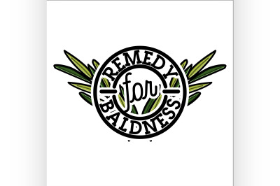 Color vintage remedy for baldness emblem