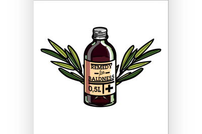 Color vintage remedy for baldness emblem