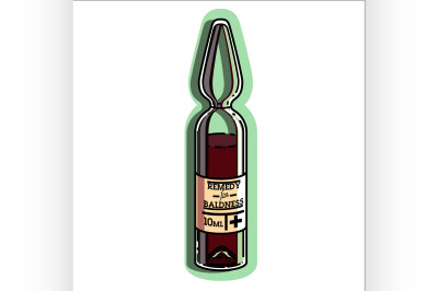 Color vintage remedy for baldness emblem