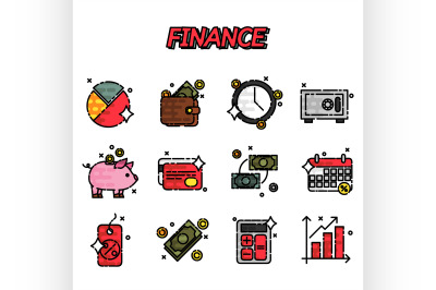 Finance flat icons set