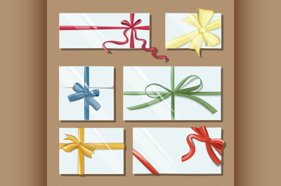 Gift cards with bows vector set