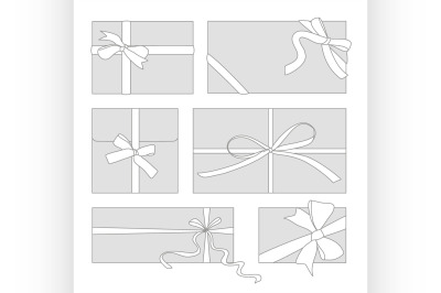 Gift cards with bows vector set