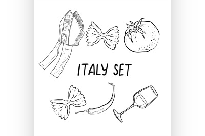 Hand drawn set of Italy