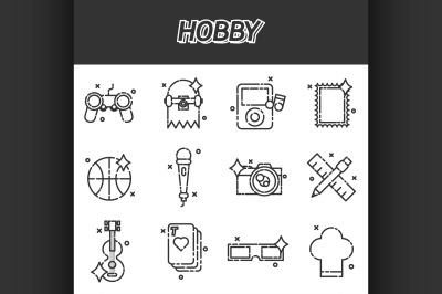 Hobby flat icons set