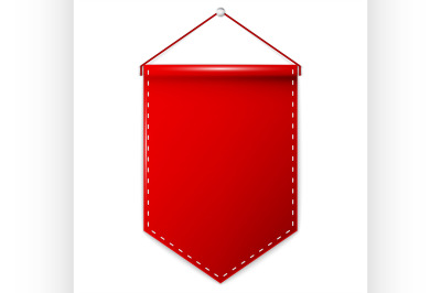 Red pennant hanging&2C; mockup