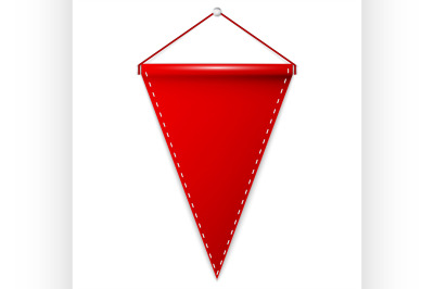 Red pennant hanging&2C; mockup