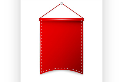 Red pennant hanging&2C; mockup