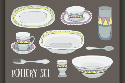 Pottery icon set