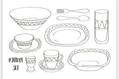 Pottery icon set