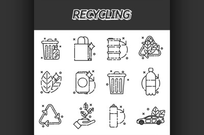 Recycling flat icons set