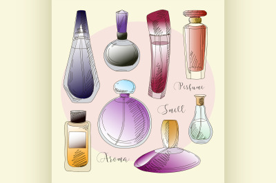 Set of vector perfume fashion