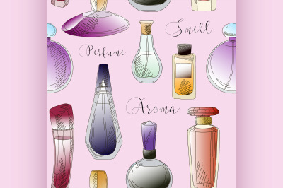 Set of vector perfume fashion pattern