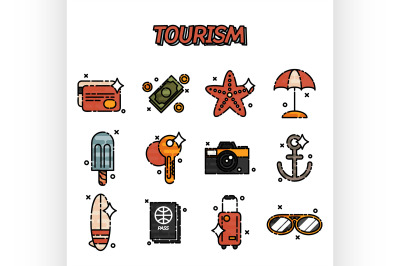 Tourism flat icons set