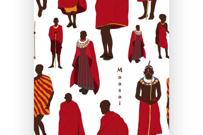 Maasai couple african people pattern