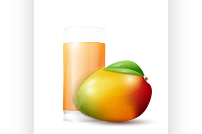 Mango and glass of juice