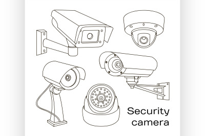 Vector set of security camera