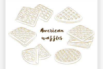 Vector illustration of various American waffles.