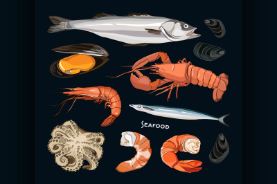 Vector Seafood set