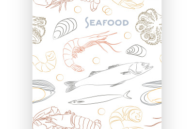 Vector Seafood set pattern