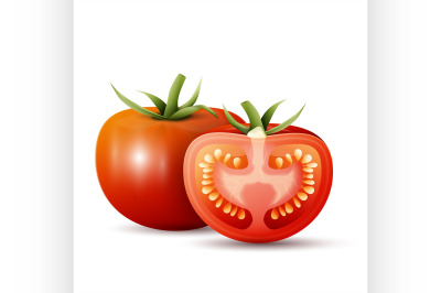 Whole and half tomato