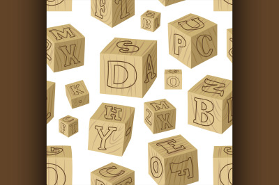 Wooden alphabet blocks pattern