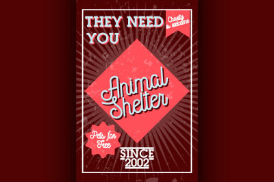 Color vintage animal shelter banner