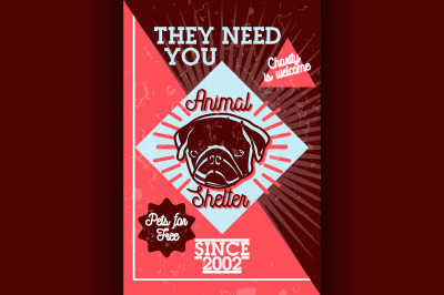 Color vintage animal shelter banner