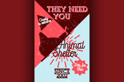 Color vintage animal shelter banner
