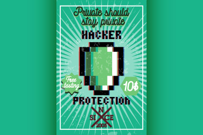 Color vintage hacker protecrion banner