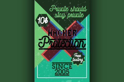 Color vintage hacker protecrion banner