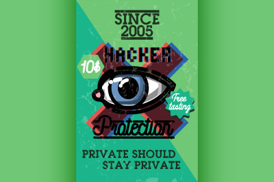Color vintage hacker protecrion banner