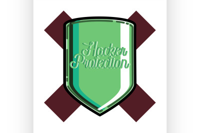 Color vintage hacker protection emblem