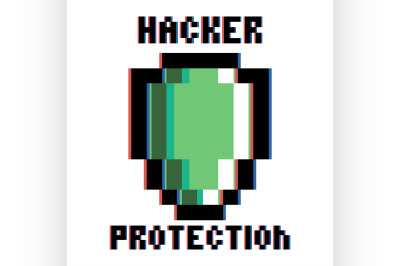 Color vintage hacker protection emblem