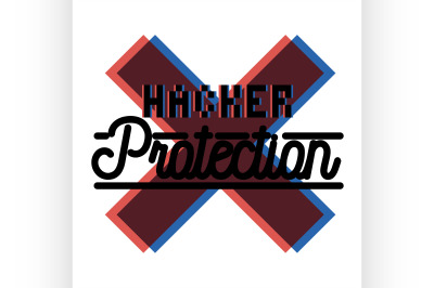 Color vintage hacker protection emblem