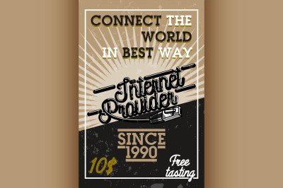 Color vintage internet provider banner