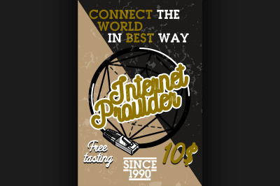 Color vintage internet provider banner