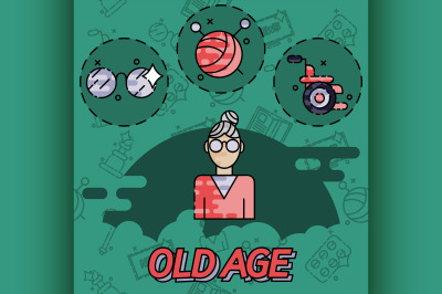 Old age flat concept icons