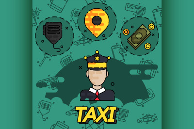 Taxi flat concept icons