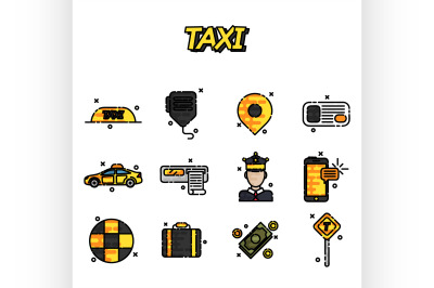 Taxi flat concept icons