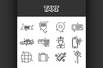 Taxi flat concept icons