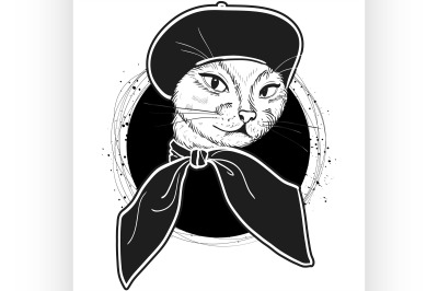 Vector color set of elegant cat woman face