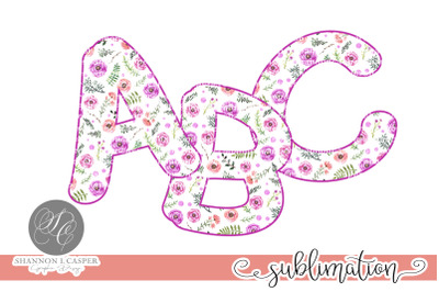 Purple Chunky Floral PNG Font