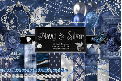 Navy and Silver Graphics