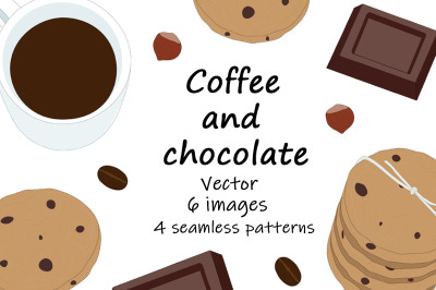 Set Vector coffee and chocolate