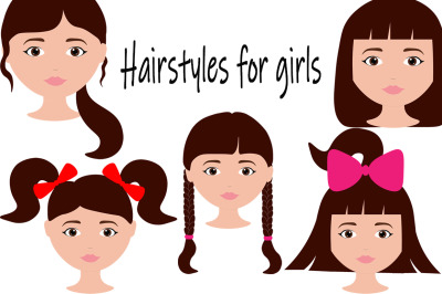 Set with different hairstyles for girls vector