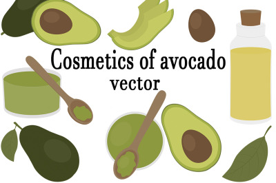 Set of cosmetics from avocado vector